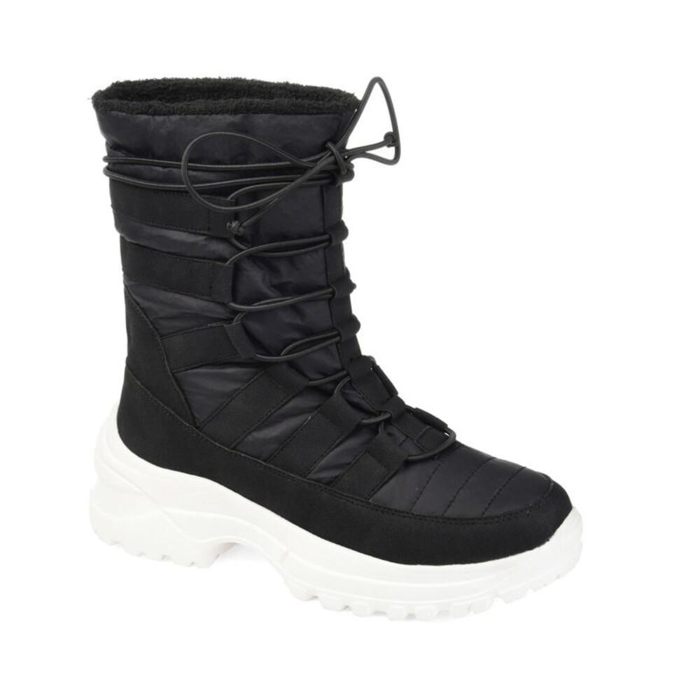 JOURNEE COLLECTION Womens Black Waterproof Icey Platform Lace-Up Snow Boots 7.5